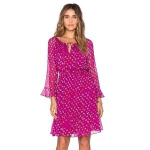 Diane Von Furstenberg Runway Sz 2 Simonia Dress Long Sleeve Floral Silk Chiffon